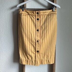 Marc Jacobs Yellow & Brown Striped Button Front Pencil Skirt sz: 4